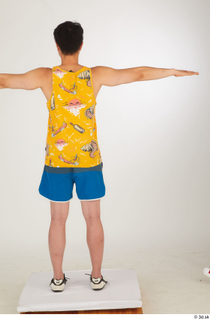  Lan blue shorts dressed sports standing t poses white sneakers whole body yellow printed tank top 0005.jpg
